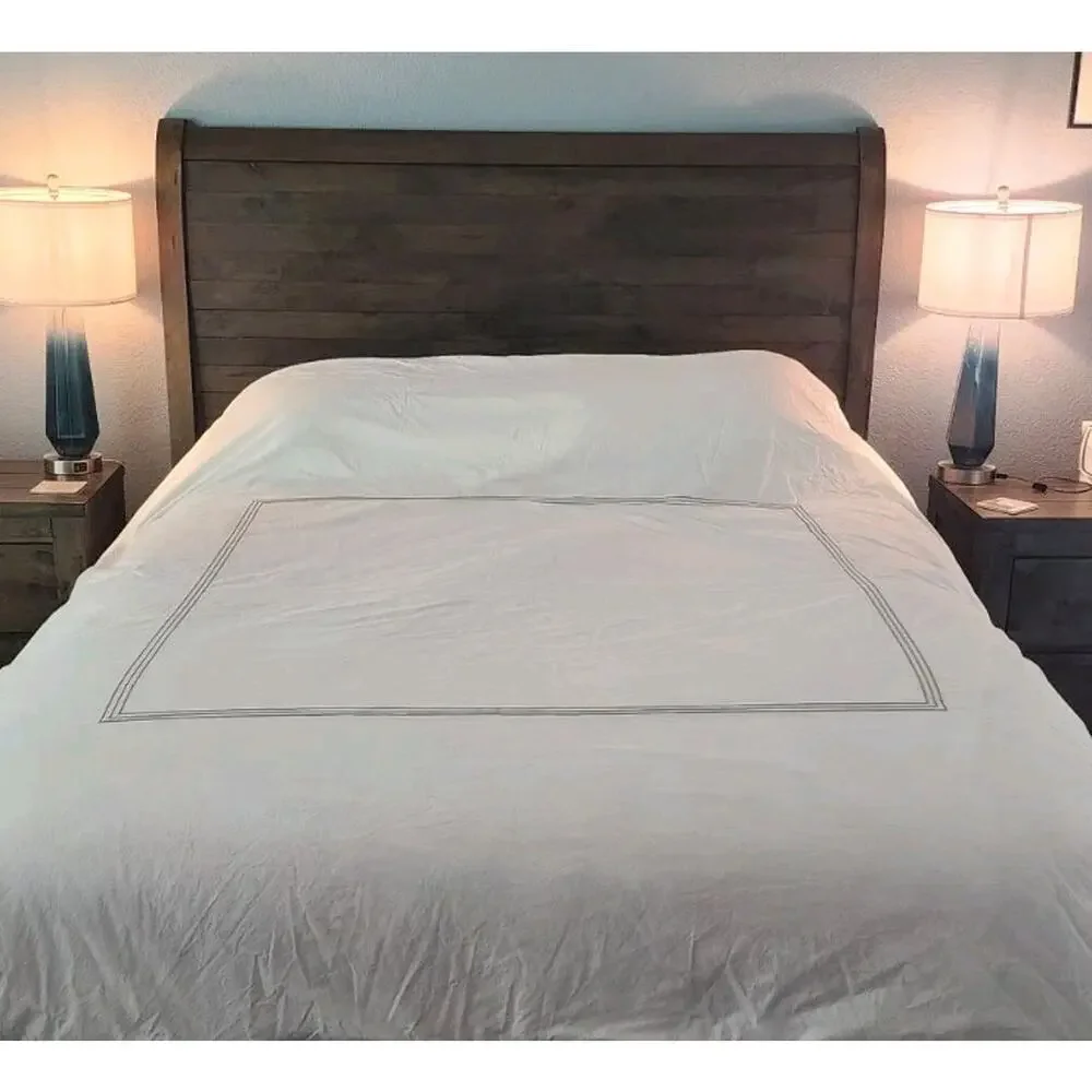 Pottery Barn Grand Organic Cotton Percale White Duvet Cover Full Queen